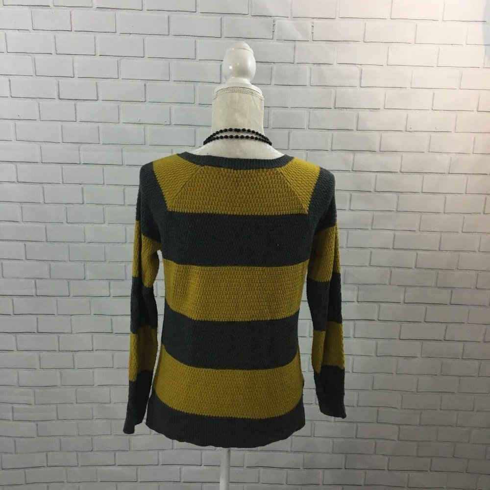 Grey and Yellow Striped Madewell Pullover Sweater Crew Neck Long Sleeves Size S - Picture 4 of 6